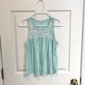 Aeropostale XS Seafoam/White Crochet Top